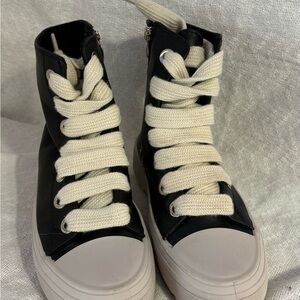 Fashion Nova Black and Cream High-Top Sneakers